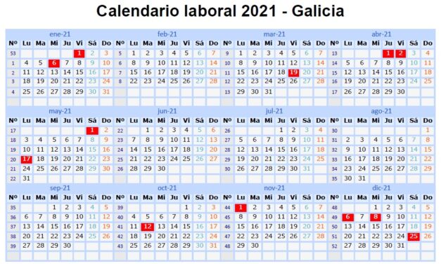 Calendario laboral 2021 en Galicia: ya tenemos los festivos locales