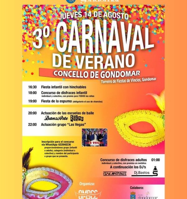 Fiesta infantil, concurso de disfraces y DJs: así será el Carnaval de Verano de Gondomar