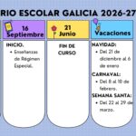 Calendario escolar Galicia 2026/ 27: fechas de inicio de curso y vacaciones