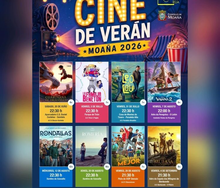 Moaña estrena su programa de Cine de Verán 2026 con ocho sesiones al aire libre